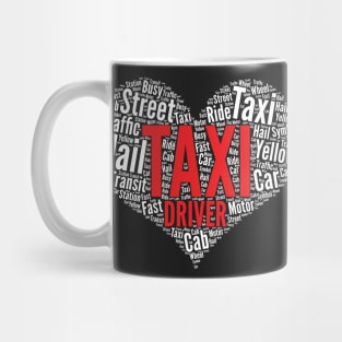 Taxi driver Heart Shape Word Cloud Design product Mug